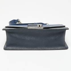 Pre Owned Prada Two-Tone Saffiano Leather Small Sound Flap Chain Shoulder Bag
