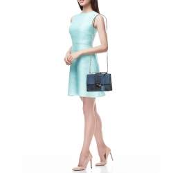 Pre Owned Prada Two-Tone Saffiano Leather Small Sound Flap Chain Shoulder Bag