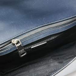 Pre Owned Prada Two-Tone Saffiano Leather Small Sound Flap Chain Shoulder Bag