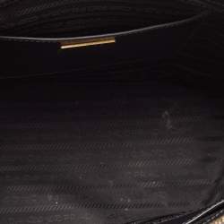 Pre Owned Prada White/Black Saffiano Lux Leather Medium Double Zip Tote