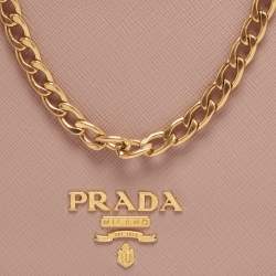 Pre Owned Prada Beige Saffiano Lux Leather Flap Chain Clutch