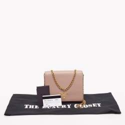 Pre Owned Prada Beige Saffiano Lux Leather Flap Chain Clutch