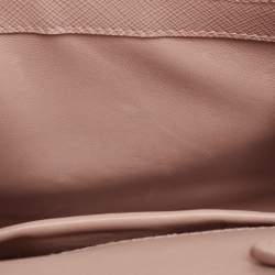 Pre Owned Prada Beige Saffiano Lux Leather Flap Chain Clutch