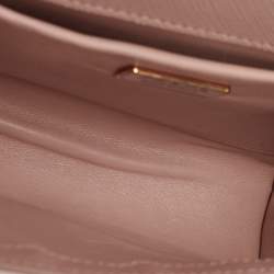 Pre Owned Prada Beige Saffiano Lux Leather Flap Chain Clutch