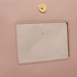 Pre Owned Prada Beige Saffiano Lux Leather Flap Chain Clutch