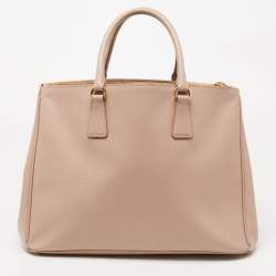 Pre Owned Prada Cammeo Saffiano Lux Leather Large Double Zip Tote