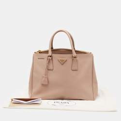 Pre Owned Prada Cammeo Saffiano Lux Leather Large Double Zip Tote