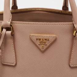 Pre Owned Prada Cammeo Saffiano Lux Leather Large Double Zip Tote