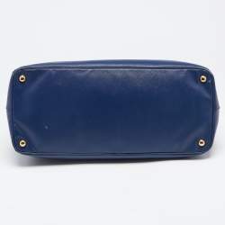 Pre Owned Prada Navy Blue Saffiano Lux Leather Large Double Zip Tote