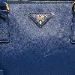 Pre Owned Prada Navy Blue Saffiano Lux Leather Large Double Zip Tote