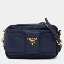 Prada Navy Blue Nylon Bow Camera Bag