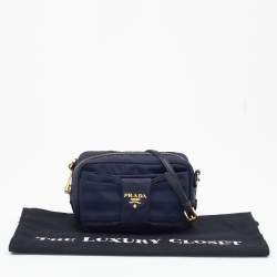 Prada Navy Blue Nylon Bow Camera Bag