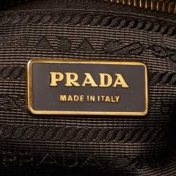 Pre Owned Prada Metallic Moss Vitello Daino Leather Side Pocket Hobo