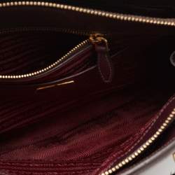 Pre Owned Prada Plum Saffiano Lux Leather Parabole Tote