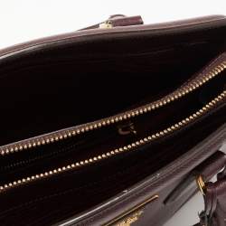 Pre Owned Prada Plum Saffiano Lux Leather Parabole Tote