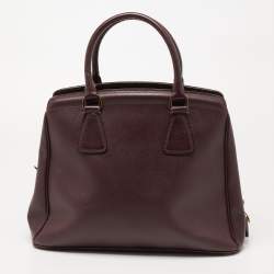 Pre Owned Prada Plum Saffiano Lux Leather Parabole Tote