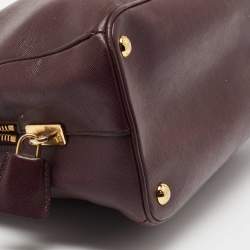 Pre Owned Prada Plum Saffiano Lux Leather Parabole Tote