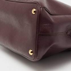 Pre Owned Prada Plum Saffiano Lux Leather Parabole Tote