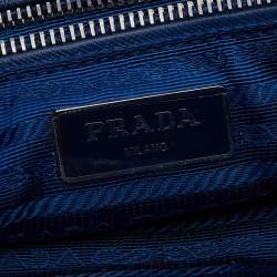 Pre Owned Prada Blue Tessuto Impuntu Nylon Chain Flap Bag