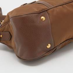 Pre Owned Prada Brown Nylon and Leather Top Zip Satchel 
