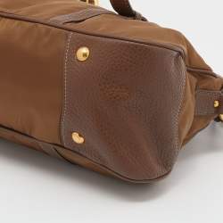 Pre Owned Prada Brown Nylon and Leather Top Zip Satchel 
