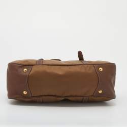 Pre Owned Prada Brown Nylon and Leather Top Zip Satchel 