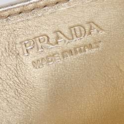 Pre Owned Prada Gold Quilted Leather Diagramme Impunture Wallet On Chain