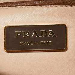 Pre Owned Prada Brown Ostrich Pyramid Frame Satchel