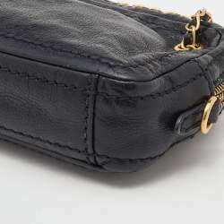 Pre Owned Prada Black Leather Chain Camera Crossbody Bag 