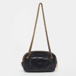 Pre Owned Prada Black Leather Chain Camera Crossbody Bag 