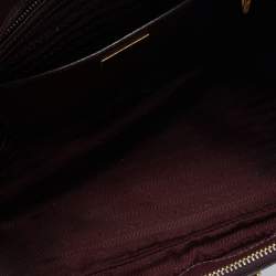 Pre Owned Prada Burgundy Saffiano Lux Leather Large Galleria Double Zip Tote