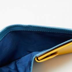 Pre Owned Prada Light Blue Saffiano Metal Leather Bifold Card Case