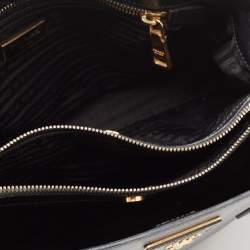 Pre Owned Prada Black Saffiano Lux Leather Medium Galleria Middle Zip Tote