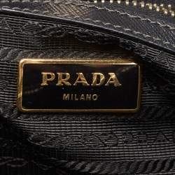 Pre Owned Prada Black Saffiano Lux Leather Medium Galleria Middle Zip Tote