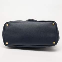 Pre Owned Prada Navy Blue Saffiano Lux Leather Large Double Zip Tote