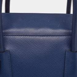 Pre Owned Prada Navy Blue Saffiano Lux Leather Twin Tote