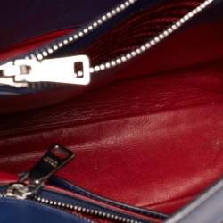 Pre Owned Prada Navy Blue Saffiano Lux Leather Twin Tote