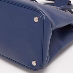 Pre Owned Prada Navy Blue Saffiano Lux Leather Twin Tote