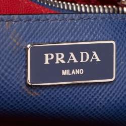 Pre Owned Prada Navy Blue Saffiano Lux Leather Twin Tote