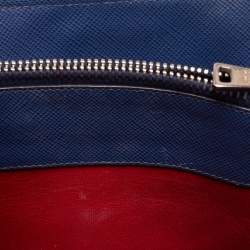 Pre Owned Prada Navy Blue Saffiano Lux Leather Twin Tote