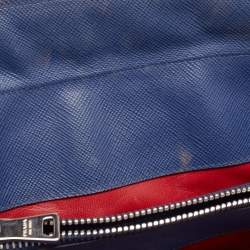 Pre Owned Prada Navy Blue Saffiano Lux Leather Twin Tote