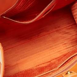 Pre Owned Prada Beige/Orange Canvas and Leather Canapa Tote