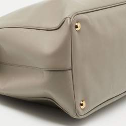 Pre Owned  Prada Grey Saffiano Lux Leather Executive Double Zip Tote