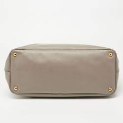 Pre Owned  Prada Grey Saffiano Lux Leather Executive Double Zip Tote