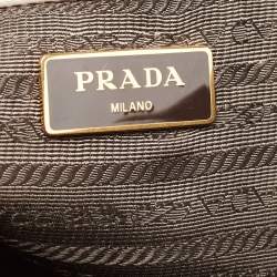 Pre Owned  Prada Grey Saffiano Lux Leather Executive Double Zip Tote