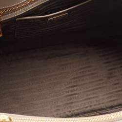 Pre Owned  Prada Grey Saffiano Lux Leather Executive Double Zip Tote