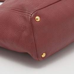 Pre Owned Prada Burgundy Vitello Danio Leather Side Pocket Shoulder Bag