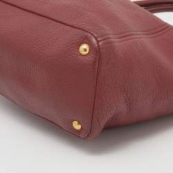 Pre Owned Prada Burgundy Vitello Danio Leather Side Pocket Shoulder Bag