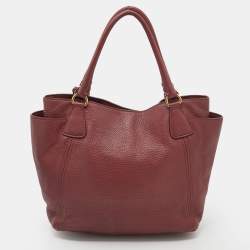 Pre Owned Prada Burgundy Vitello Danio Leather Side Pocket Shoulder Bag