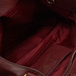 Pre Owned Prada Burgundy Vitello Danio Leather Side Pocket Shoulder Bag